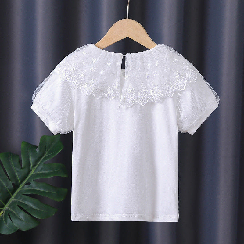 Mädchen T-Shirt mit elegantem Spitzenbesatz Drune