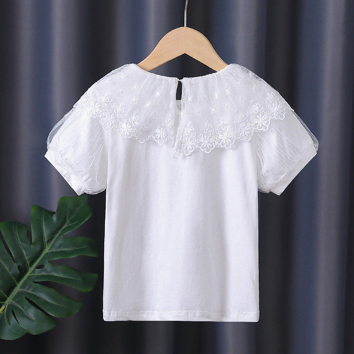 Mädchen T-Shirt mit elegantem Spitzenbesatz Drune