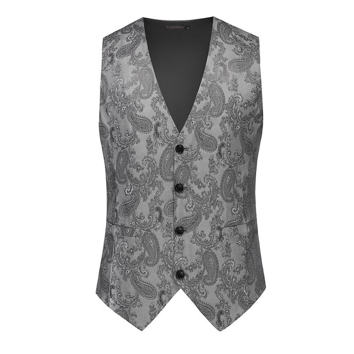 Herren nan feine Jacquard-Anzugweste mit V-Ausschnitt, Zierknöpfen und schmaler Silhouette Drune