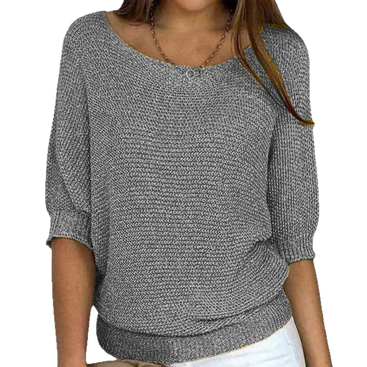 Damen nan legerer kastiger Feinstrickpullover mit weitem Ausschnitt Drune