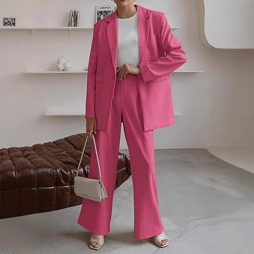 Damen nan Longblazer-Set mit kastiger Oversize-Silhouette, strukturierter Schulterpartie und hochtaillierter Palazzo-Hose Drune