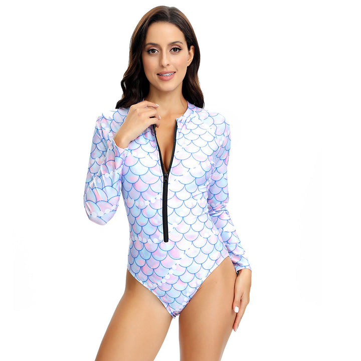 Damen Langarm Surfanzug mit modernem floralem Design Drune