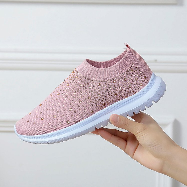 Damen Glitzernde Slip-On Sneakers mit atmungsaktivem Strickdesign und flexibler Sohle Drune