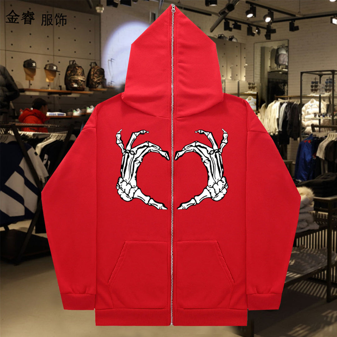 Damen Kapuzenjacke mit auffälligem Skelettmotiv Drune
