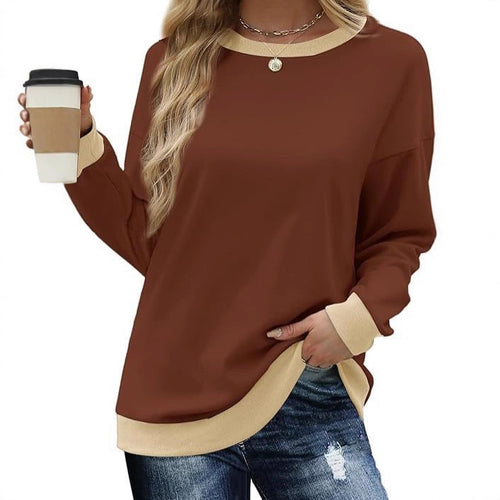Damen Bequemer Pullover mit Kontrastbündchen Drune