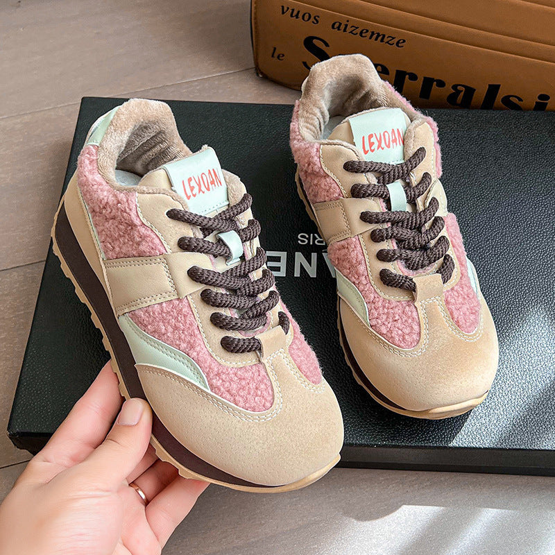 Damen Komfortable Sneaker mit flauschigem Obermaterial und stabiler Sohle Drune
