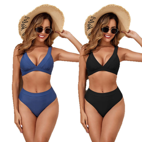 Damen Hochgeschnittener Bikini mit modernem V-Ausschnitt Drune