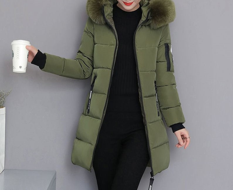 Damen Langärmeliges Steppjacke mit abnehmbarem Kunstfellkragen Drune