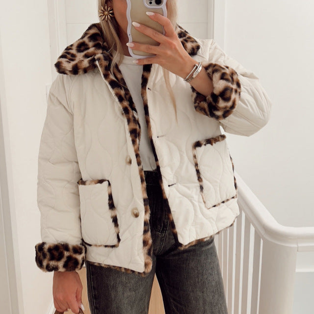Damen Kunstfelljacke mit modischem Leopardenmuster und komfortablem Schnitt Drune