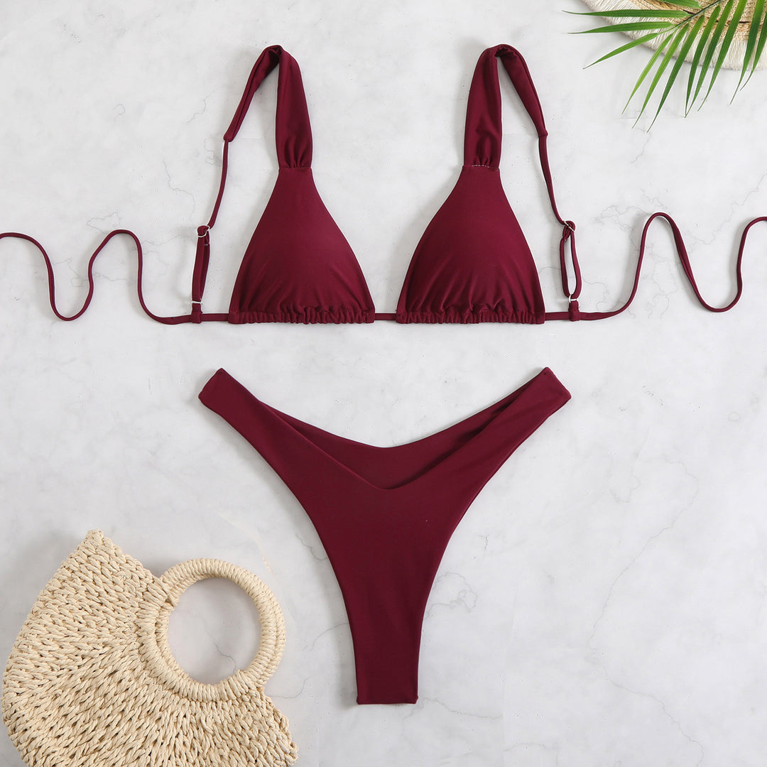 Damen Triangel-Bikini-Set mit verstellbaren Trägern und trendigem Muster Drune