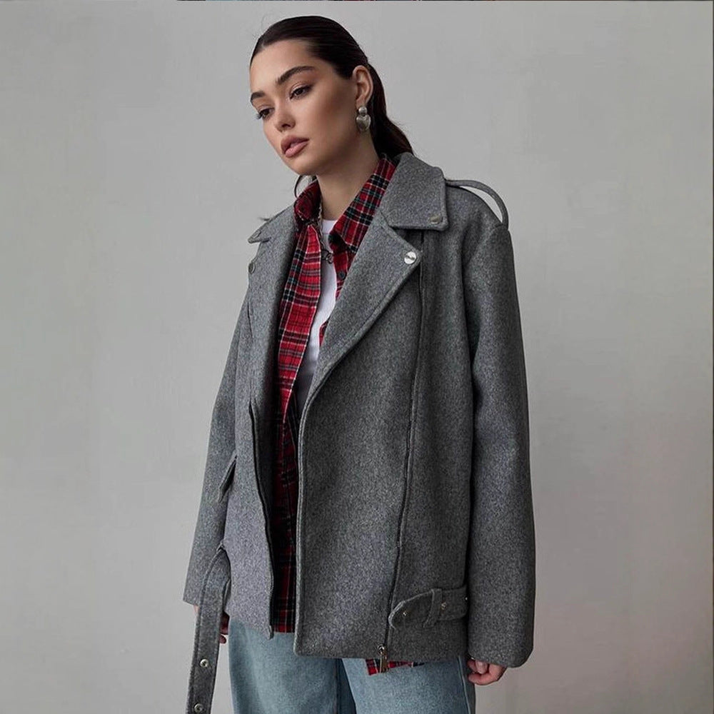 Damen Modische Oversized Jacke Drune