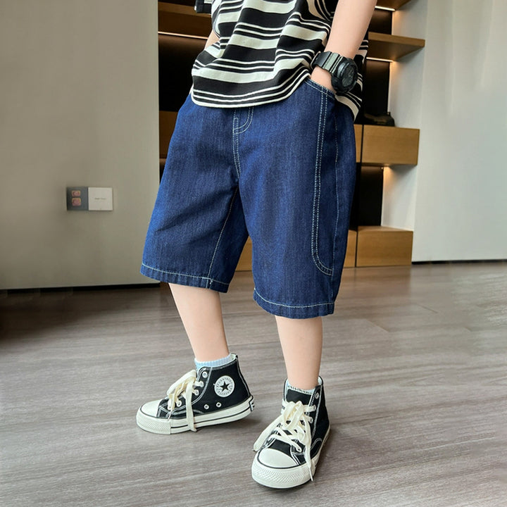 Jungen lässige Denim-Shorts mit funktionalen Taschen Drune