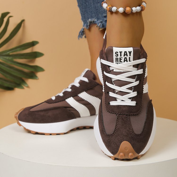 Damen nan retro-inspirierte Plateausneaker aus Veloursleder-Optik mit profilierter Gummisohle Drune