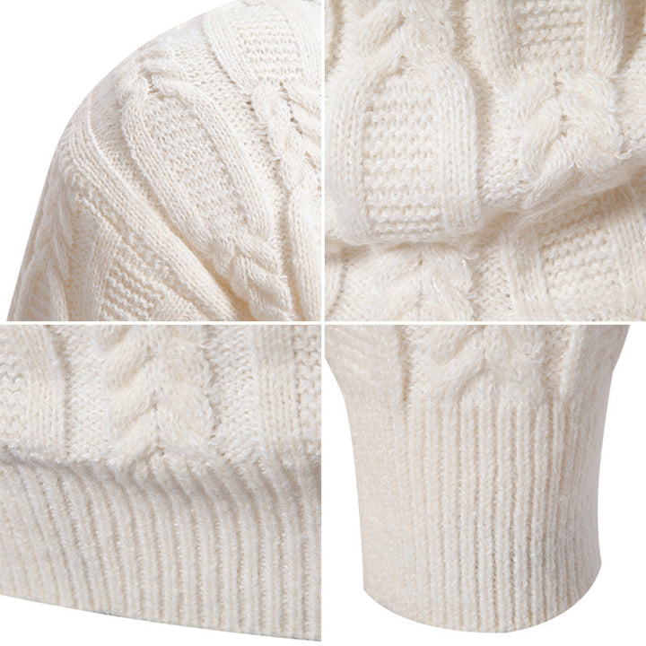 Herren Strickpullover mit Zopfdesign und hohem Kragen Drune