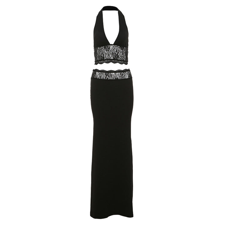 Damen Elegantes Zweiteiler-Set mit raffiniertem Spitzenabschluss Drune