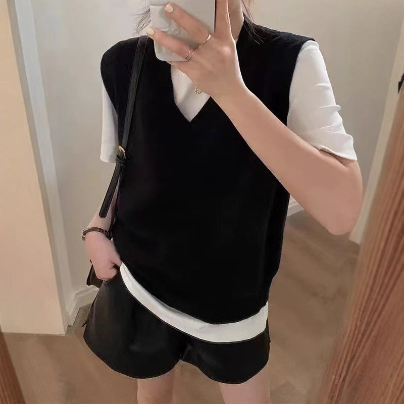 Damen modischer Pullover mit V-Ausschnitt und lockerem Schnitt Drune