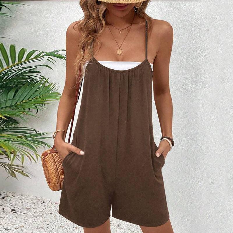 Damen praktischer Jumpsuit mit weit geschnittenem Bein und Freizeitlook Drune