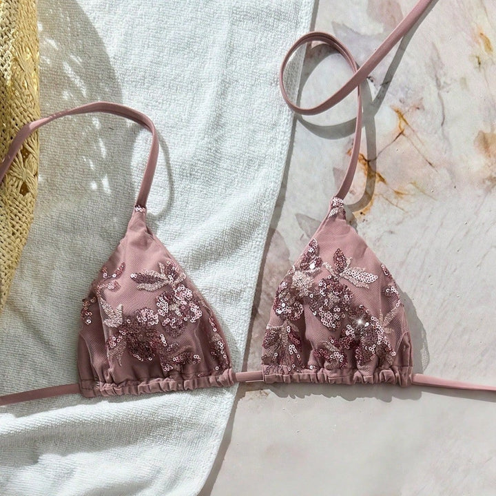 Damen Triangel-Bikini mit funkelnden Pailletten Drune