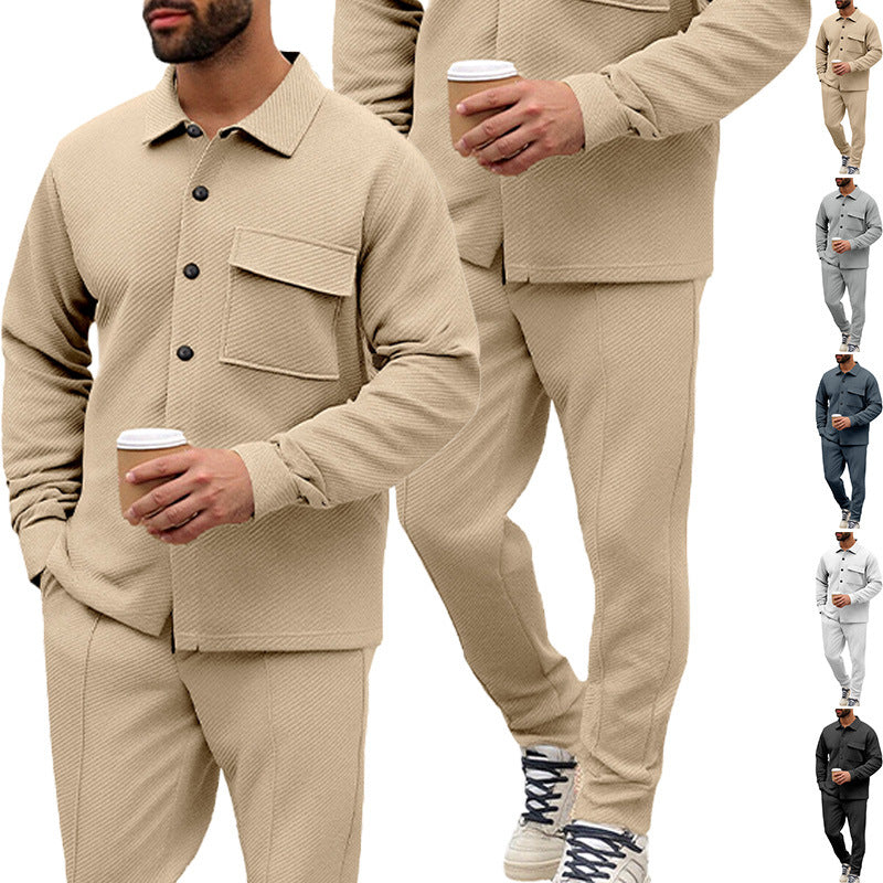 Herren nan Hemdenjacke-Set mit aufgesetzter Klappentasche und konischer Komforthose Drune