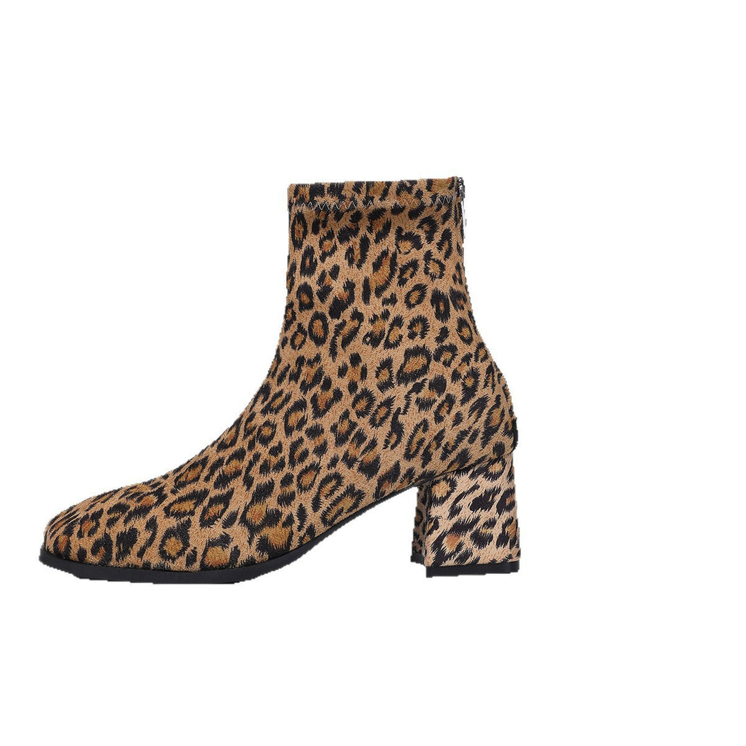 Damen nan knöchelhohe Veloursoptik-Stiefelette mit mittelhohem Blockabsatz und schlanker Vorderkappe Drune