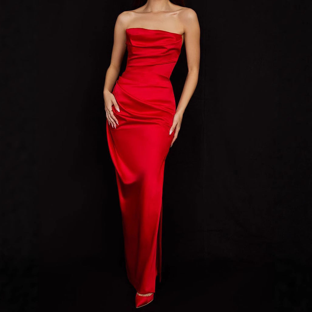 Damen nan trägerloses Abendkleid mit Drapiertem Bustier und schlanker Säulensilhouette Drune