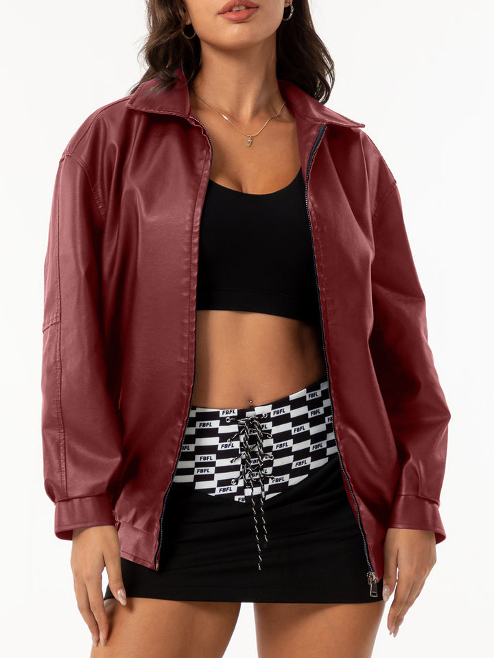 Damen lässige Satinjacke mit modernem Schnitt und praktischen Taschen Drune