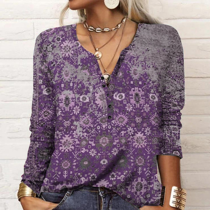 Damen langärmliges Casual-Shirt mit verspieltem Muster Drune