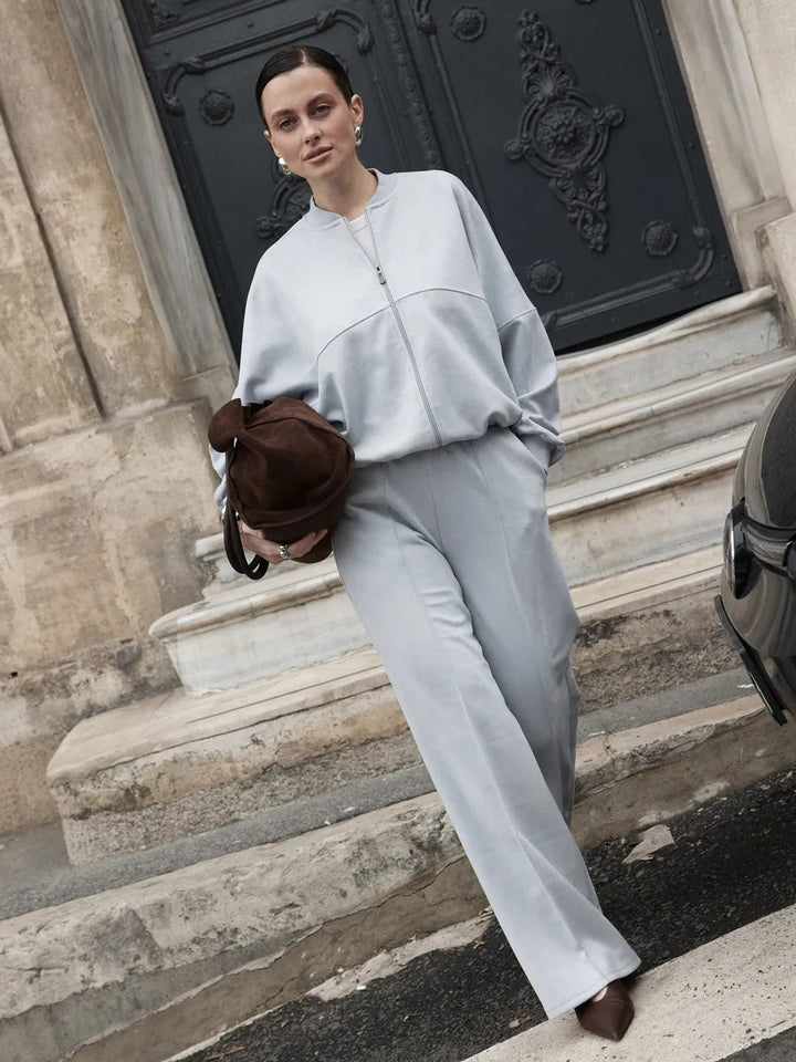 Damen Elegantes und lässiges Lounge-Set mit hohem Kragen und weitem Bein Drune