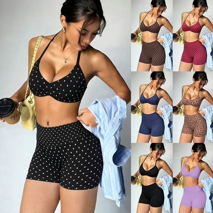 Damen Sportliches Bikini-Set mit hochgeschnittenen Shorts und elastischer Unterstützung Drune