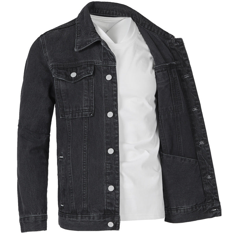 Herren Jeansjacke im modernen Slim-Fit Design mit praktischen Taschen und robusten Nieten Drune