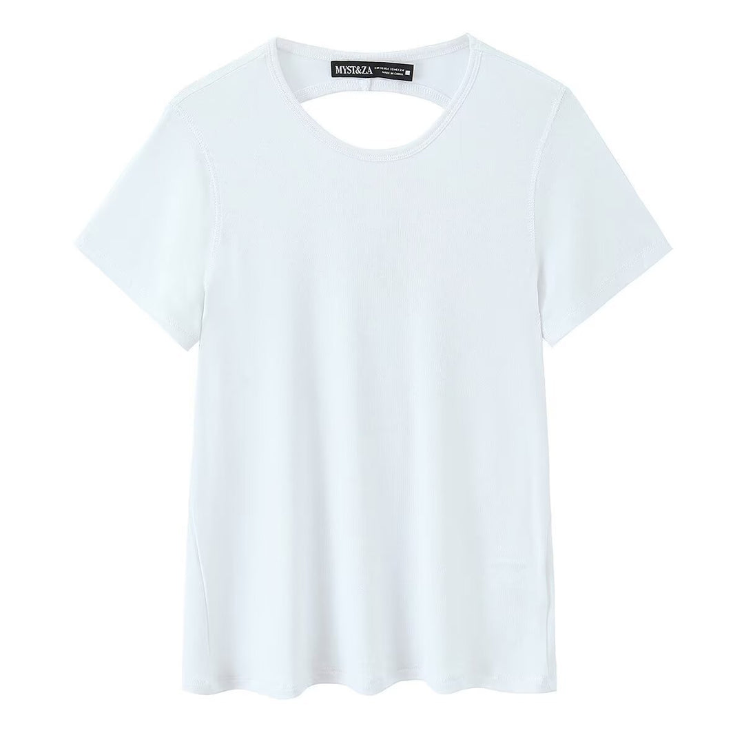 Damen Sportliches T-Shirt mit modischem Rückenausschnitt Drune