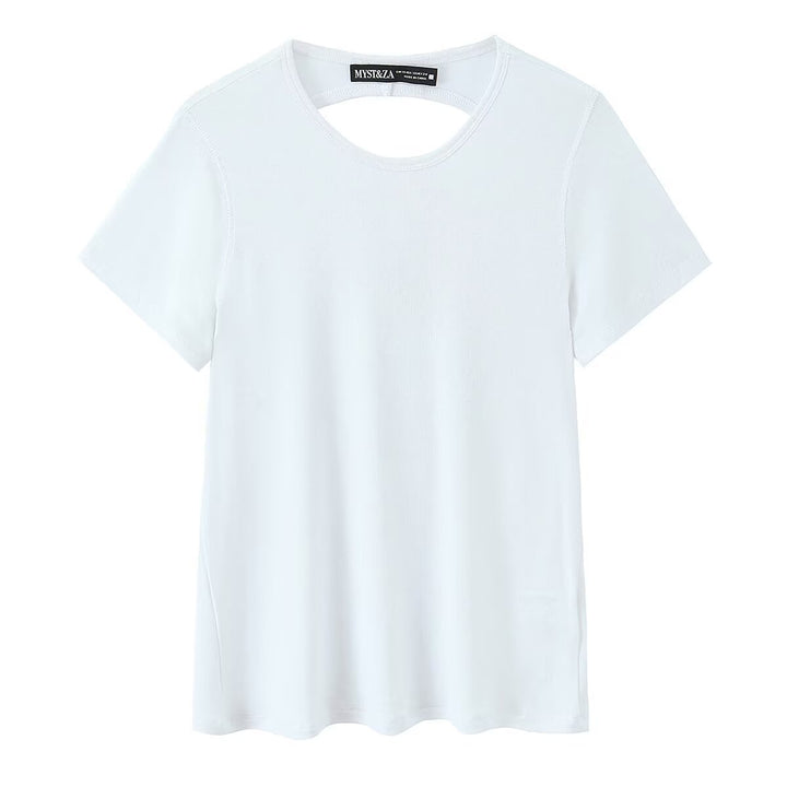 Damen Sportliches T-Shirt mit modischem Rückenausschnitt Drune