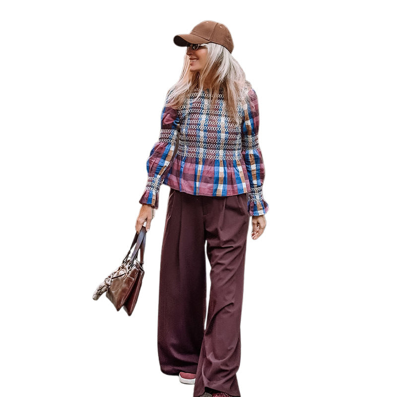 Damen modische Karottenhose mit hohem Bund und eleganten Falten Drune
