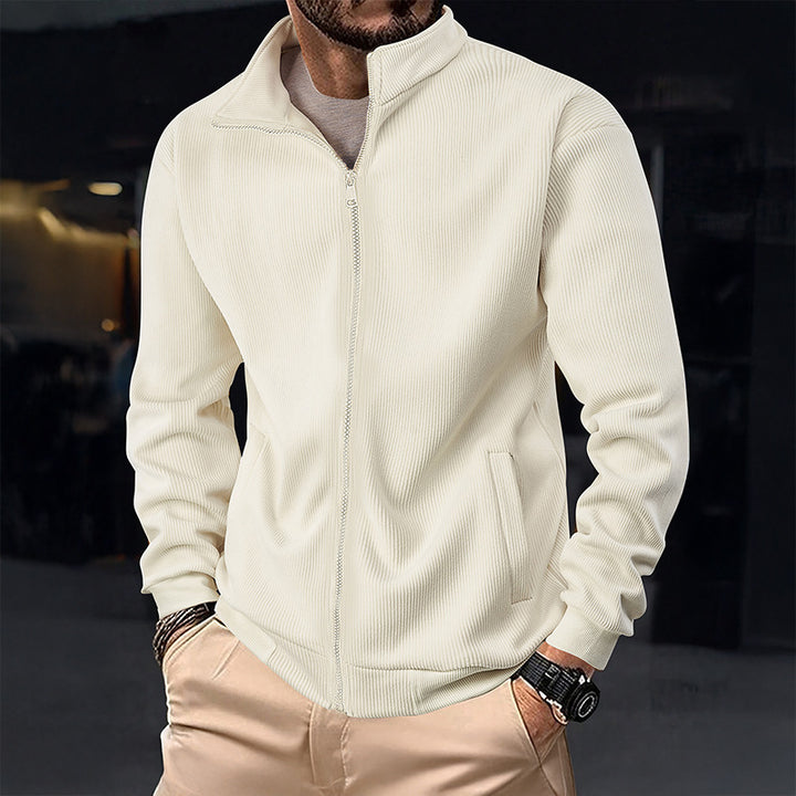 Herren Stylische Jacke mit Reißverschluss und hohem Kragen Drune