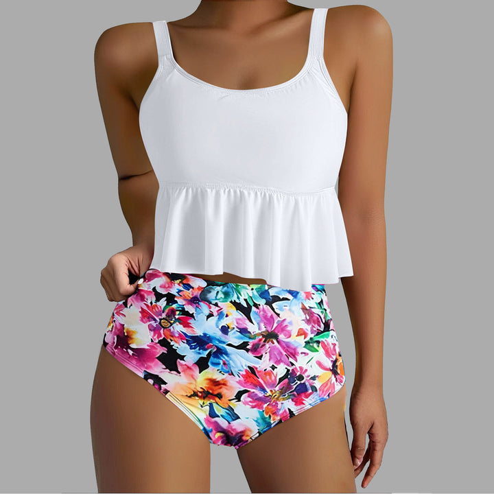 Damen Tankini-Set mit fließendem Oberteil und hoher Taille Drune