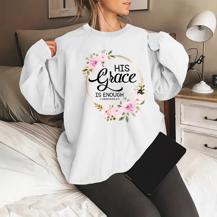Damen Sweatshirt mit motivierendem Schriftzug und floralem Design Drune