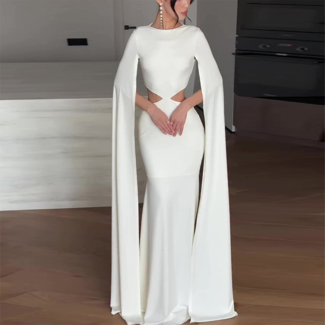 Damen Elegantes Abendkleid mit innovativem Cut-Out und dramatischem Cape Drune