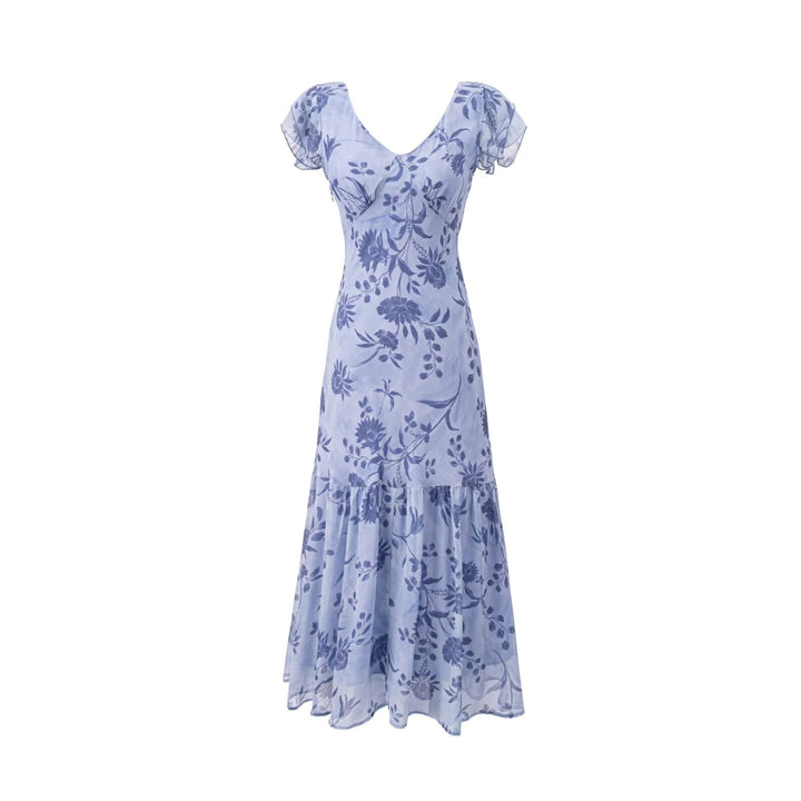 Damen Maxikleid mit floralen Mustern und voluminösem Rock Drune