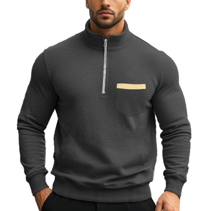 Herren nan thermischer Halbzip-Pullover mit Stehkragen und wärmendem Fleece-Innenfutter Drune