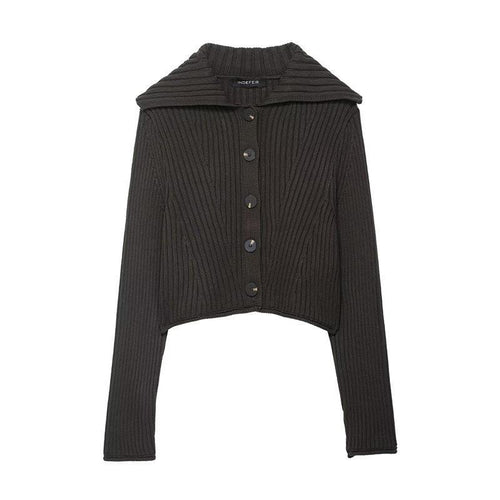 Damen Strickjacke mit breitem Kragen und modischen Knopfdetails Drune