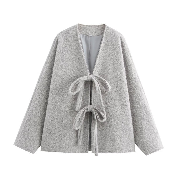 Damen Kuschelige Oversized Weste mit Bindebändern und anschmiegsamem Material Drune
