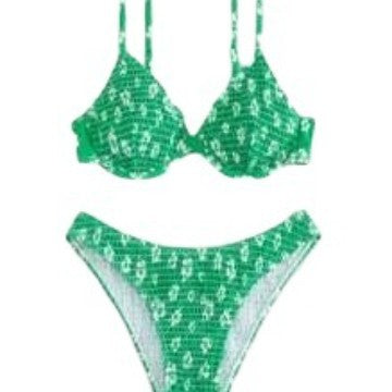 Damen Hochtaillierter Bikini mit gepolstertem Oberteil und verstellbaren Trägern Drune
