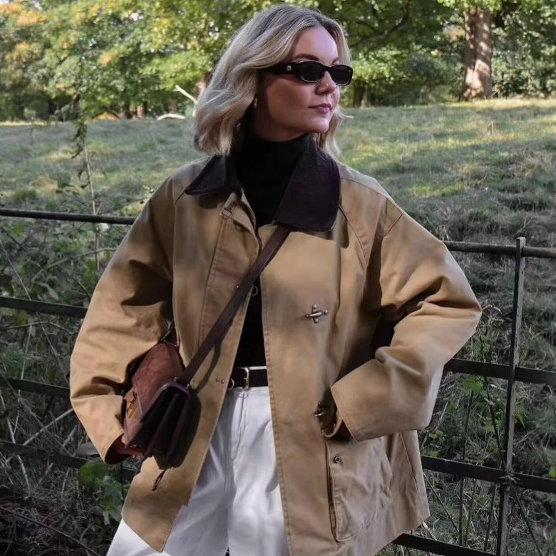 Damen Übergangsjacke mit schickem Stehkragen und praktischen Taschen Drune