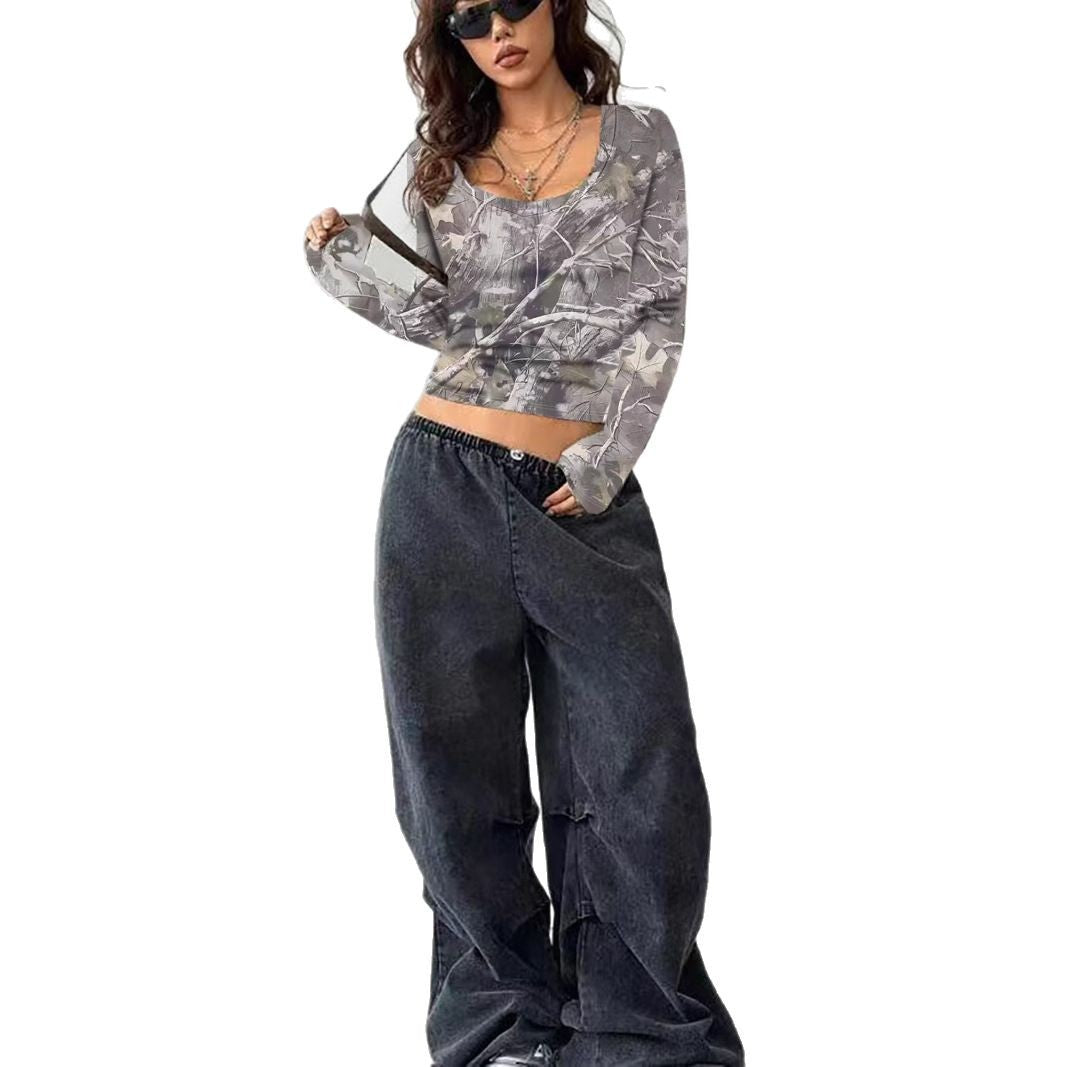 Damen Langarmshirt mit camouflagemuster Drune