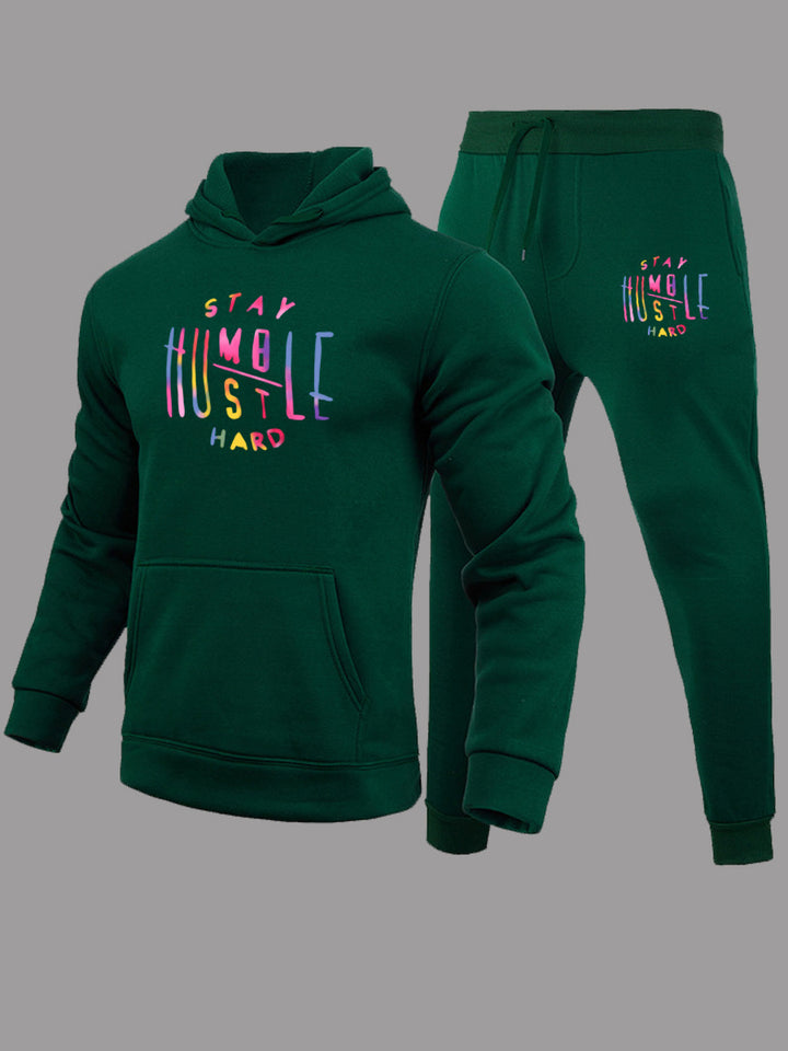 Damen Sportliches Hoodie- und Jogginghose-Set mit motivierendem Aufdruck Drune