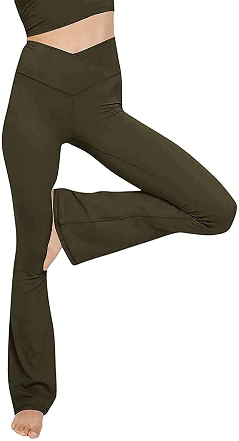 Damen Bootcut Yoga-Hose aus elastischem Material mit hohem Bund Drune
