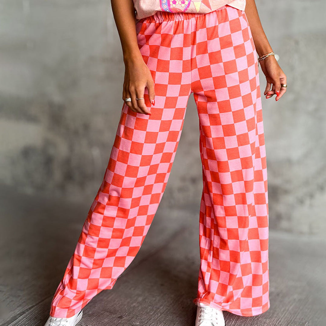 Damen Karierte Palazzohose Drune