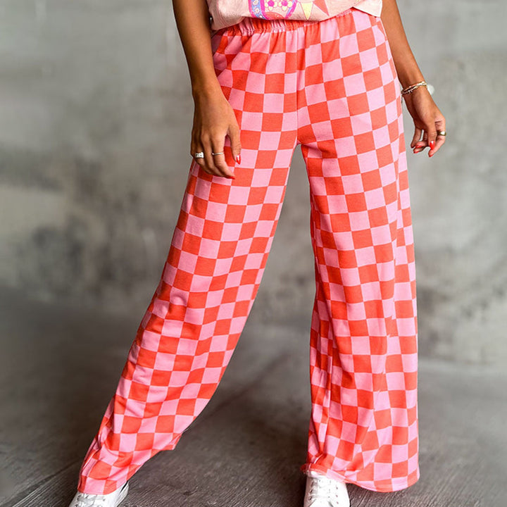 Damen Karierte Palazzohose Drune