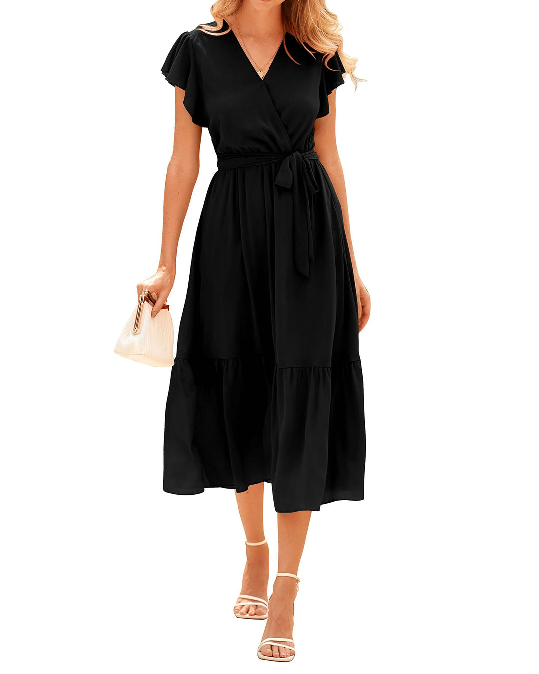 Damen Wickelkleid mit voluminösen Ärmeln Drune