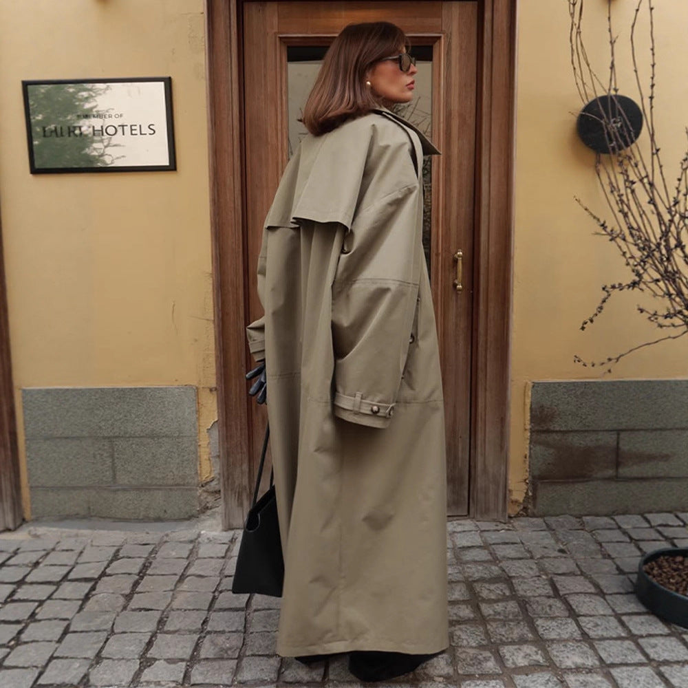 Damen Trenchcoat mit Bindegürtel und praktischen Taschen Drune